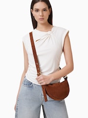 AllSaints Brown Halfmoon Suede Xbody Bag - Image 7 of 7