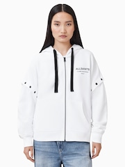 AllSaints White 100% Organic Cotton Omnium Amphia Hoodie - Image 1 of 9