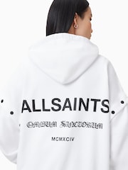 AllSaints White 100% Organic Cotton Omnium Amphia Hoodie - Image 2 of 9