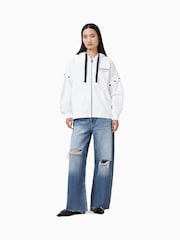 AllSaints White 100% Organic Cotton Omnium Amphia Hoodie - Image 3 of 9