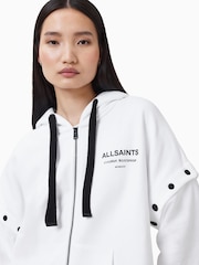 AllSaints White 100% Organic Cotton Omnium Amphia Hoodie - Image 6 of 9