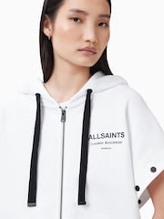 AllSaints White 100% Organic Cotton Omnium Amphia Hoodie - Image 7 of 9