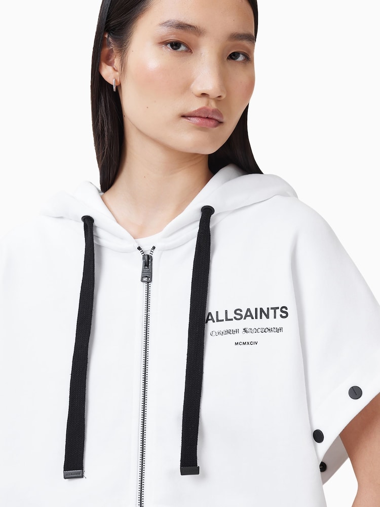 AllSaints White 100% Organic Cotton Omnium Amphia Hoodie - Image 7 of 9