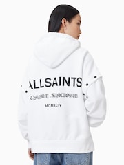 AllSaints White 100% Organic Cotton Omnium Amphia Hoodie - Image 8 of 9