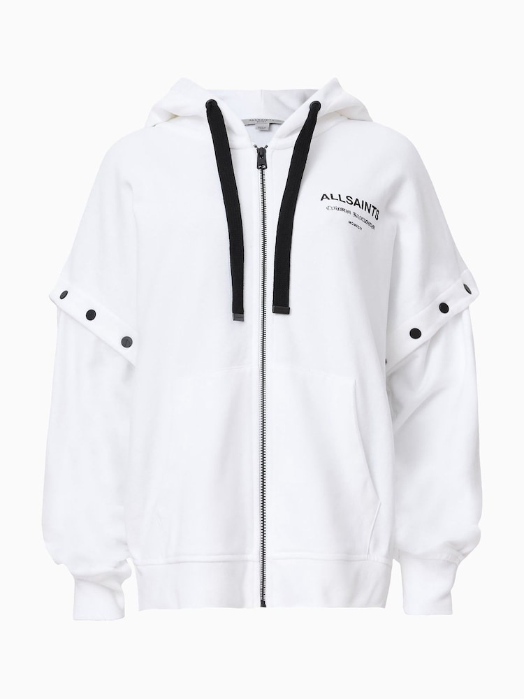 AllSaints White 100% Organic Cotton Omnium Amphia Hoodie - Image 9 of 9