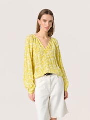 Soaked in Luxury Yellow SLZaya V-Neck Long Sleeve Blouse - Image 3 of 6
