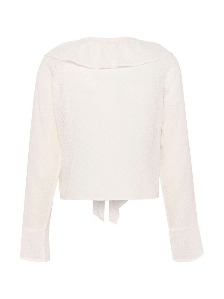 Soaked in Luxury SLCammelie Long Sleeve V-Neck White Blouse - Image 2 of 2 Soaked in Luxury SLCammelie Long Sleeve V-Neck White Blouse - Image 2 of 2