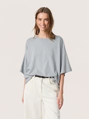 Soaked in Luxury Oversized Grey SLAfshan Short Sleeve 100% Cotton T-Shirt - Image 1 of 3