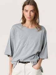 Soaked in Luxury Oversized Grey SLAfshan Short Sleeve 100% Cotton T-Shirt - Image 3 of 3