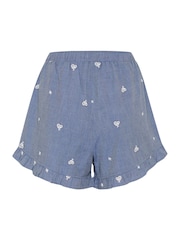 Soaked in Luxury Blue SLElly Drawstring 100% Cotton Waist Shorts - Image 2 of 2