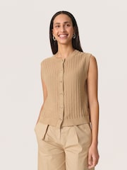 Soaked in Luxury SLSusanna 100% Cotton Knit Brown Vest - Image 1 of 6