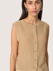 Soaked in Luxury SLSusanna 100% Cotton Knit Brown Vest - Image 4 of 6
