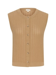 Soaked in Luxury SLSusanna 100% Cotton Knit Brown Vest - Image 5 of 6