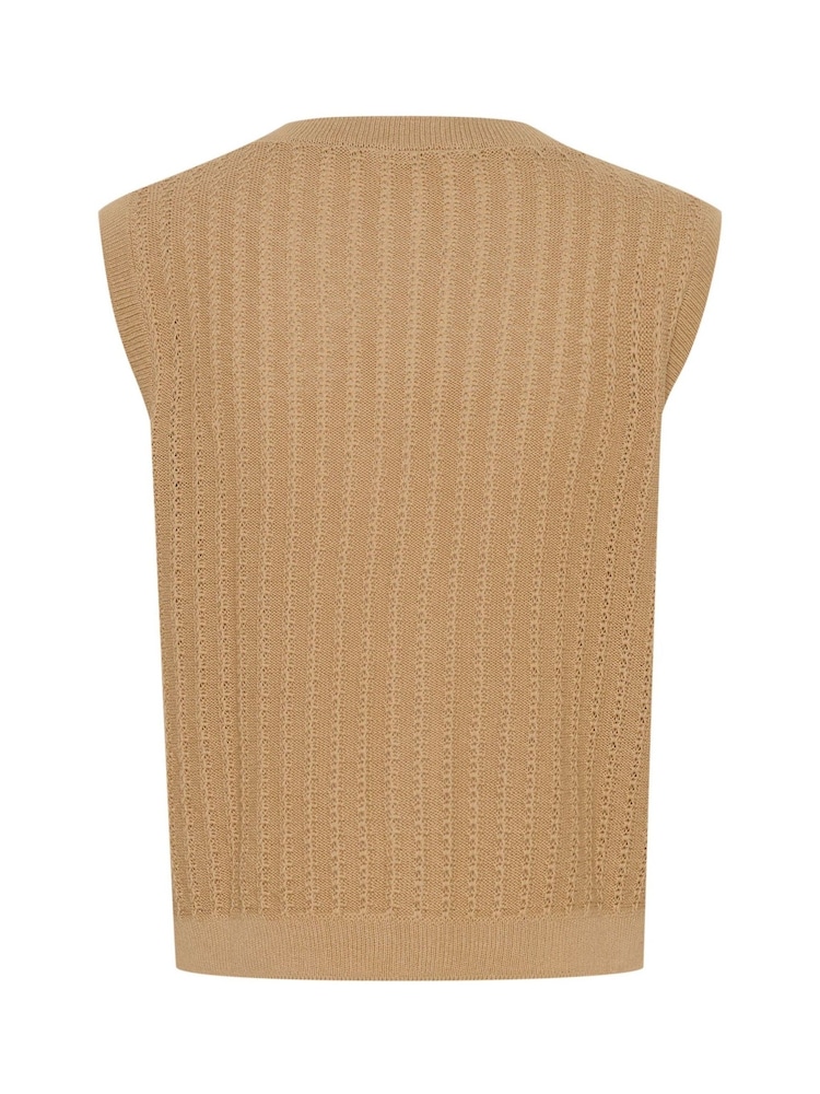 Soaked in Luxury SLSusanna 100% Cotton Knit Brown Vest - Image 6 of 6