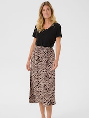 Cream CRTiah Animal Print Midi Brown Skirt - Image 2 of 6
