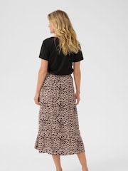 Cream CRTiah Animal Print Midi Brown Skirt - Image 3 of 6