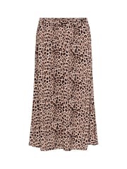 Cream CRTiah Animal Print Midi Brown Skirt - Image 5 of 6