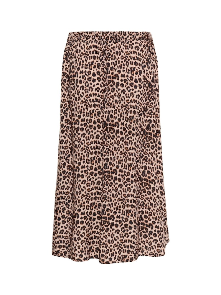 Cream CRTiah Animal Print Midi Brown Skirt - Image 6 of 6