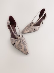 Neutral Snake Forever Comfort® Pointed Toe Strappy Asymmetric Court Heels - Image 3 of 5