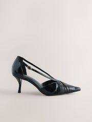 Black Snake Forever Comfort® Pointed Toe Strappy Asymmetric Court Heels - Image 1 of 5