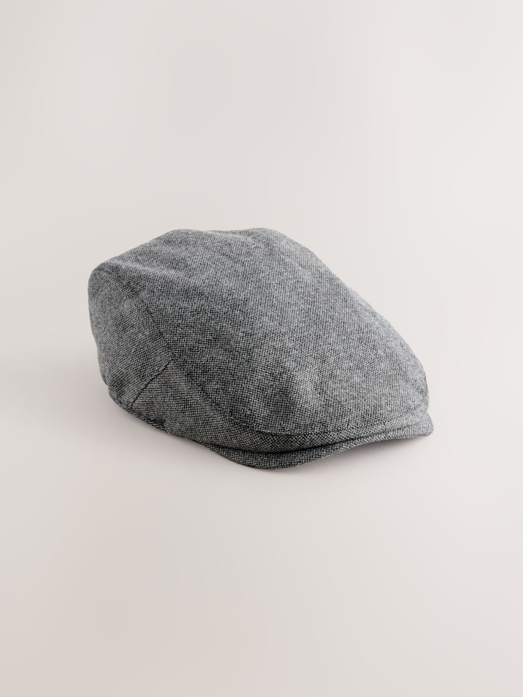 Charcoal Herringbone Flat Cap - Image 6 of 6