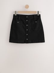 Black Denim Patch Pocket Mini Skirt - Image 5 of 7