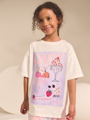 Gelato Ecru White Oversized Graphic Print T-Shirt (3-16yrs) - Image 1 of 7