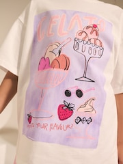 Gelato Ecru White Oversized Graphic Print T-Shirt (3-16yrs) - Image 4 of 7