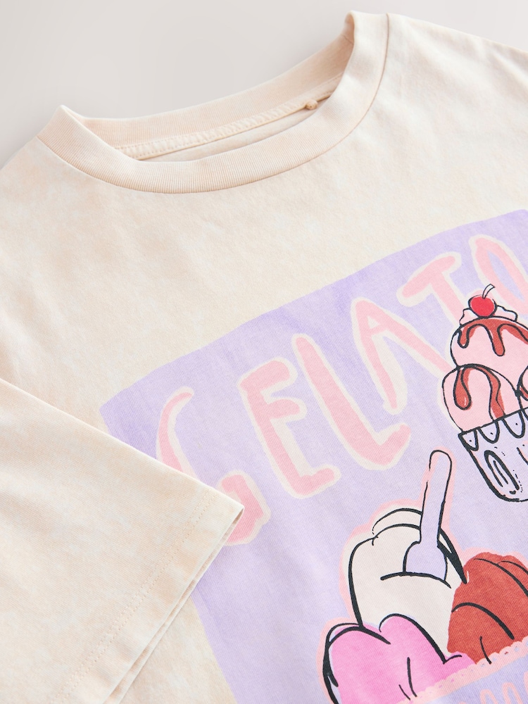 Gelato Ecru White Oversized Graphic Print T-Shirt (3-16yrs) - Image 7 of 7