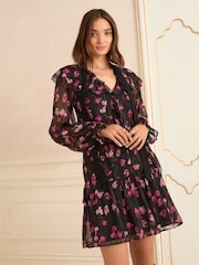 Love & Roses Ruffle Drop Waist Mini Dress - Slika 3 iz 4