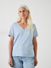 Hush Blue Kali Cotton Slub V-Neck T-Shirt - Image 1 of 5