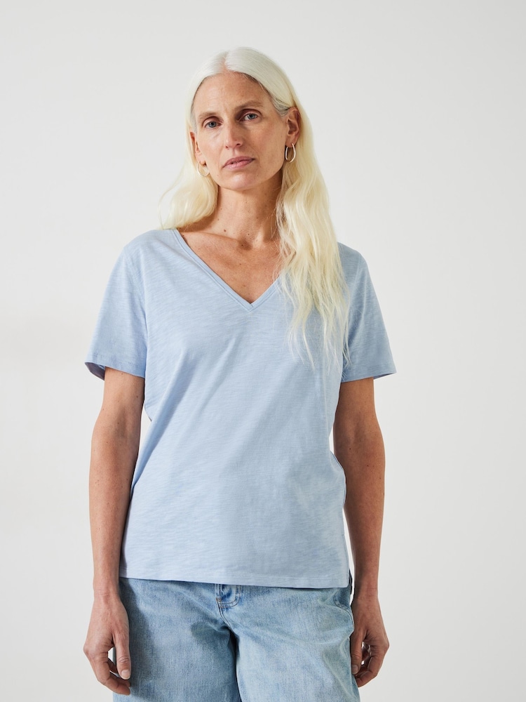 Hush Blue Kali Cotton Slub V-Neck T-Shirt - Image 1 of 5