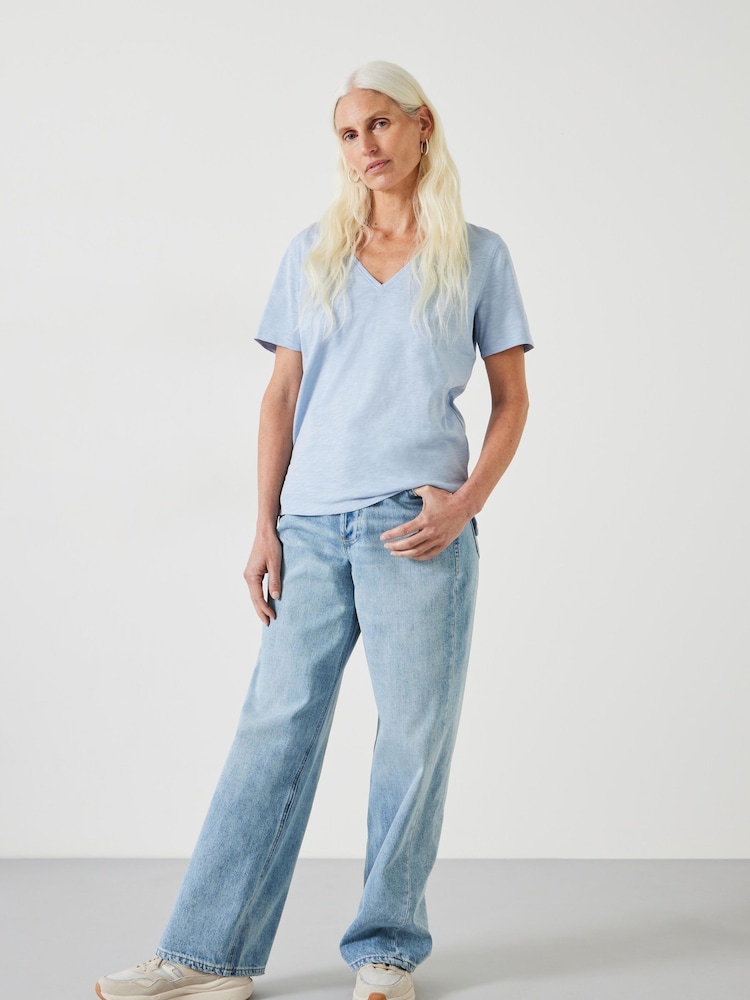 Hush Blue Kali Cotton Slub V-Neck T-Shirt - Image 2 of 5