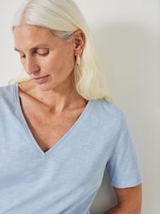 Hush Blue Kali Cotton Slub V-Neck T-Shirt - Image 4 of 5