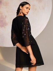 Love & Roses Black Embellished Kimono Sleeve Mini Dress - Image 4 of 4