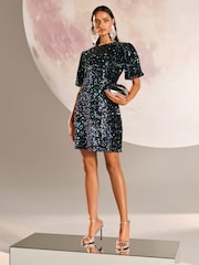 Love & Roses Multi Sequin Puff Sleeve Mini Dress - Image 3 of 5