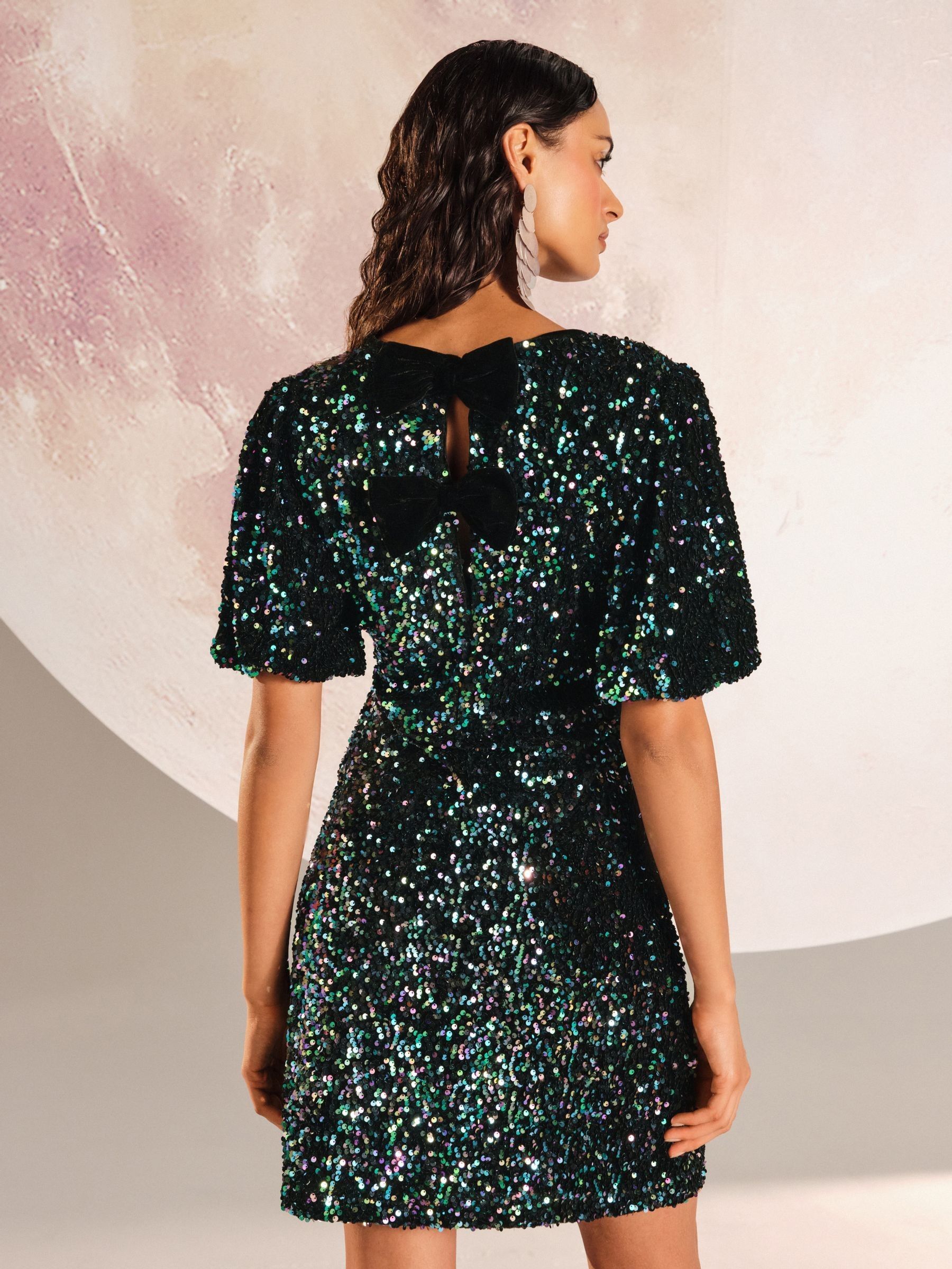 Buy Love & Roses Multi Sequin Puff Sleeve Mini Dress from Next USA