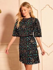 Love & Roses Black Sequin Embellished Mini Dress - Image 3 of 5