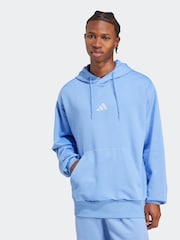 adidas Blue Dark Essentials Feelcozy Fleece Hoodie - Image 1 of 7