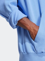adidas Blue Dark Essentials Feelcozy Fleece Hoodie - Image 4 of 7