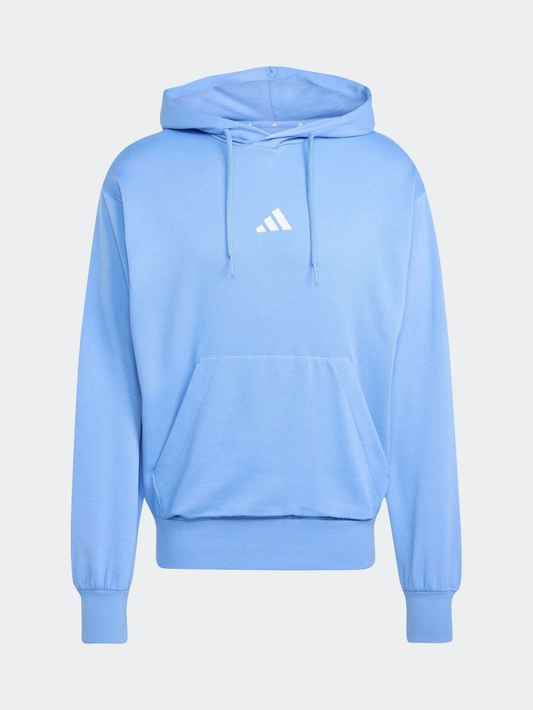 adidas Blue Dark Essentials Feelcozy Fleece Hoodie - Image 7 of 7