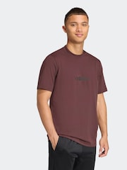 adidas Brown Light Single Essentials Linear 100% Cotton Jersey T-Shirt - Image 3 of 6