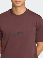adidas Brown Light Single Essentials Linear 100% Cotton Jersey T-Shirt - Image 4 of 6