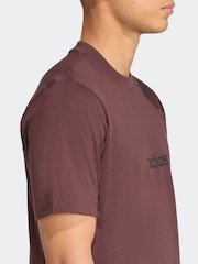 adidas Brown Light Single Essentials Linear 100% Cotton Jersey T-Shirt - Image 5 of 6