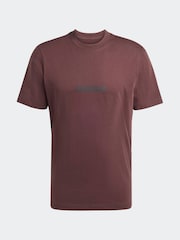adidas Brown Light Single Essentials Linear 100% Cotton Jersey T-Shirt - Image 6 of 6