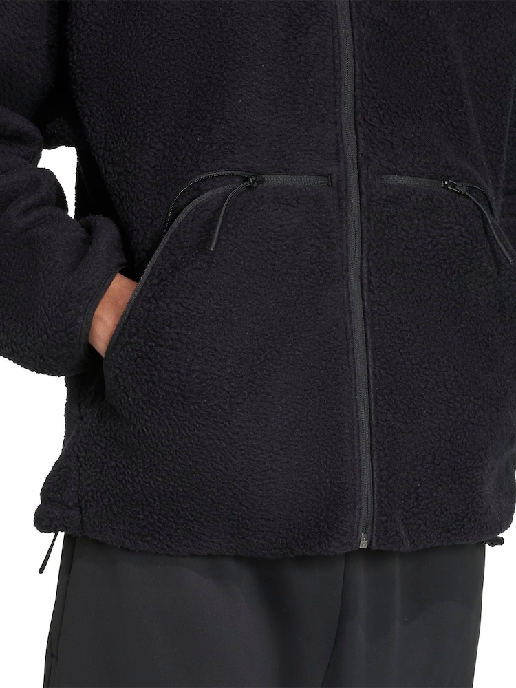 adidas Black City Tech High Pile Fleece Full-Zip Jacket - Image 17 of 17