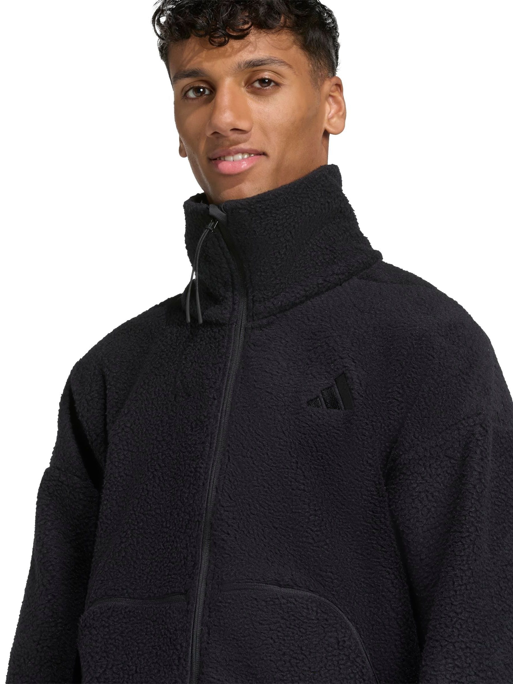 Buy adidas Black City Tech High Pile Fleece Full-Zip Jacket from