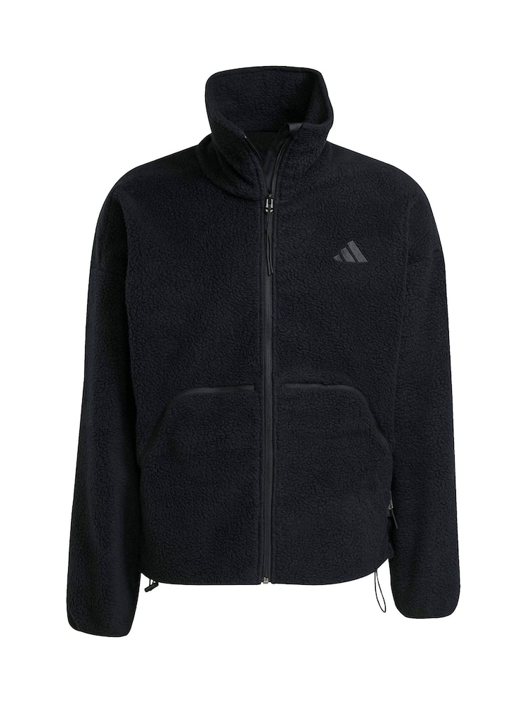 أسود - adidas City Tech High Pile Fleece Full-Zip Jacket - صورة 6 من 6