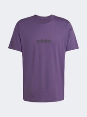 adidas Purple Single Essentials Linear 100% Cotton Jersey T-Shirt - Image 1 of 1