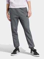 adidas Grey Black Essentials 3-Stripes Fleece Joggers - Image 1 of 6